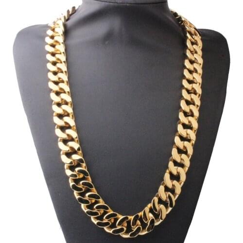 Heavy Fashion Jewelry High Quality 316L Stainless Steel 20mm Gold Curb Cuban Chain Mens Boys Necklaces 8-40 inch Choose