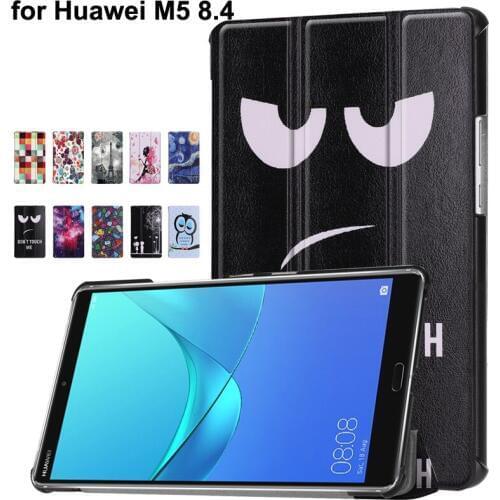 Ultra thin Cartoon Painted PU Leather smart case capa for Huawei Mediapad M5 8.4", tablet cover fundas holder for Huawei M 5