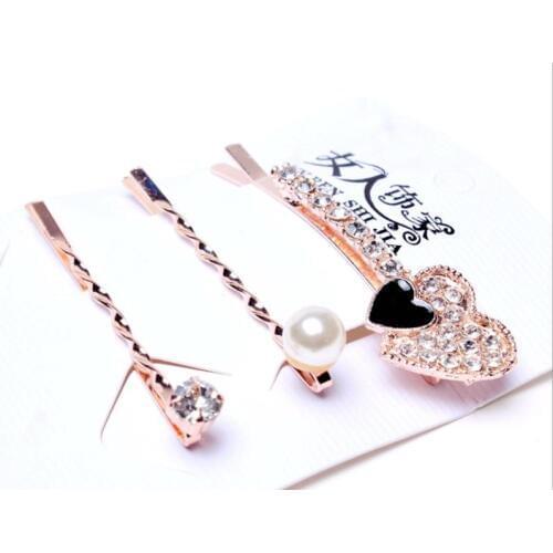 1pack/3pcs Korean Hairpins Women Girls Crystal Rhinestone Hair Clip Barrette Hairpin Hairband Clamp Barrettes Hair Accessories