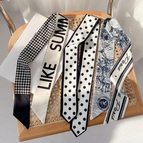 Korean Plaid Stripes Style Hair Ribbon Fashion Fashion Printing Long Scarf for Women Elegant Bow Tie Ponytail Hair Accessories