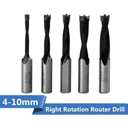 1pc 4mm-10mm Alloy Two-blade Row Hole Drilling Right-handed Milling Cutter Bit for Wood Drilling Locator Carbide Drill Bit