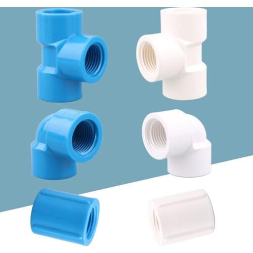 1pc PVC Female Thread Connector Straight Elbow 3-Way Full Thread Connector For Garden Irrigation Pipe Adapter Aquarium Fittings