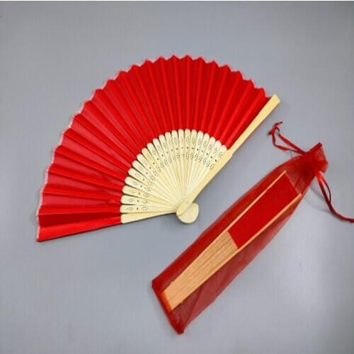 100pcs New Wedding Fabric Fan Bamboo Bone Silk Fabric Face Fan Small Silk Fabric Creating Blank Fan