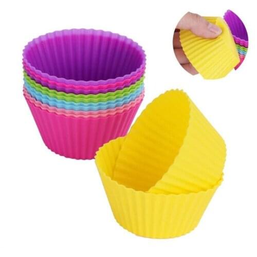 12pcs/Set Silicone Cake Mold Round Shaped Muffin Cupcake Baking Molds Kitchen Cooking Bakeware Maker DIY Cake Decorating Tools
