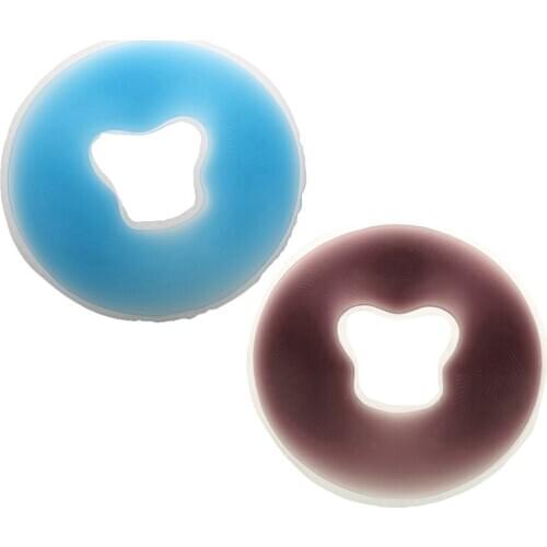 2 Pcs Soft Salon SPA Massage Silicone Face Relax Cradle Cushion Bolsters Pillow Pad Beauty Care M, Blue & Dark Coffee