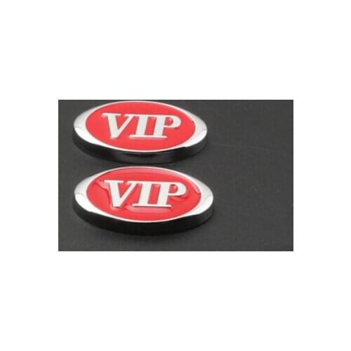 2Pcs Red New Auto Modified Metal Luxury VIP Car Trunk Side Seal Decal Badge Car Accessories
