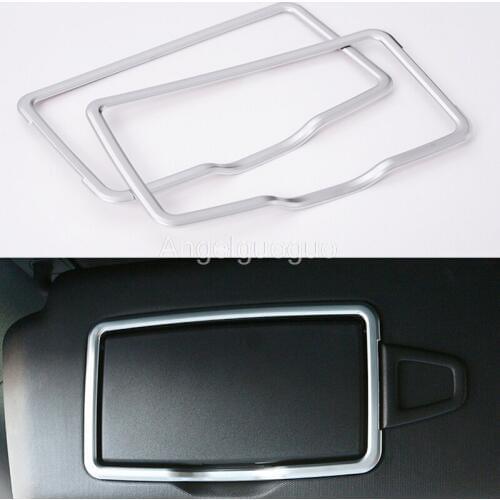 2pcs Car Interior Sun Sunvisor Cosmetic Mirror Decoration Sticker Frame Trim For Mercedes Benz A B C E ML CLA GLE GLC