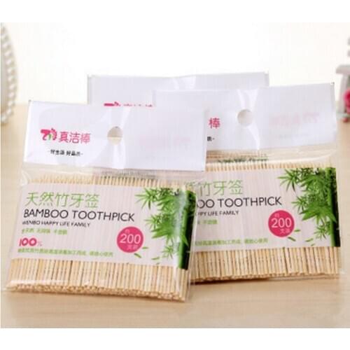 200PCS/ Bag Disposable Wood Tandenstokers Dental Natural Bamboo Toothpick For Home Restaurant Hotel Products Toothpicks Tools