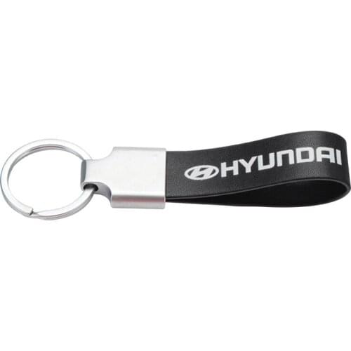 3D Metal leather Car Styling Emblem Keychain Key Chain Rings For Hyundai Santa Fe Sonata Solaris Azera Creta I30 Ix25 Tucson