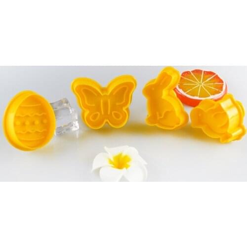 4pcs/set Butterfly,Rabbit,Chick,Easter Egg Shape Animal Plastic Fondant Cookie Cutter Biscuit Cake Mold Cake Decoration