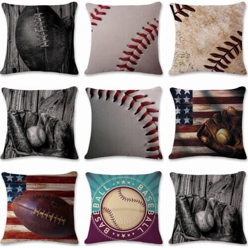 Baseball Throw Pillow Case Throw Pillowcase Cotton Linen Printed Pillow Covers for Office Home Textile