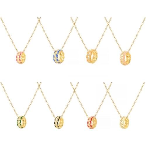 BOAKO 2021 Trend 925 Sterling Silver Necklace For Women Enamel Colorful Necklace Charms Chains Choker Femme Fine Jewelry Gifts