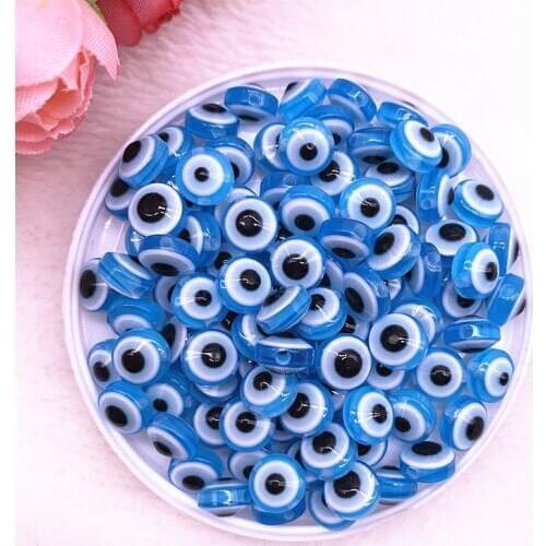 NEW 50PCS 8/10mm Oval Beads Evil Eye Resin Spacer Beads for Jewelry Making DIY Bracelet Beads #08