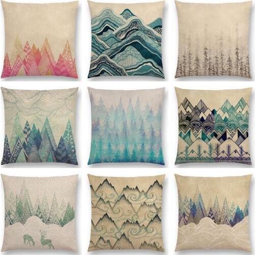 Colour Tide Wood Forest Tree Mountain River Hills Winter Snow Top Floral Fresh Pattern Prints Cushion Cover Sofa Pillow Case