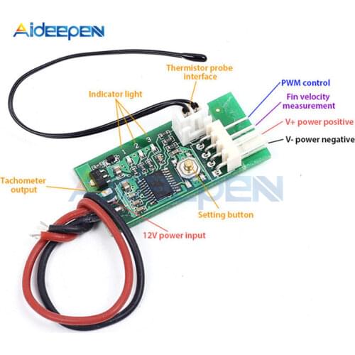 DC 12V PWM 4 Wire Fan Temperature Controller Governor Module Temperature Fan Speed Controller Governor For PC Fan/Alarm STK IC