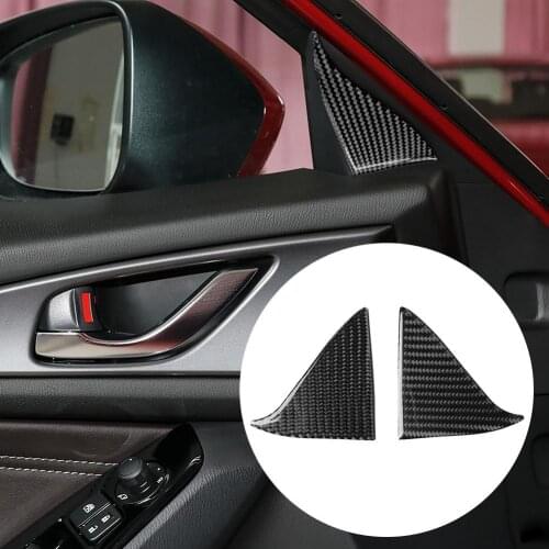 80% HOT SALES！！！2Pcs Carbon Fiber Front Door Window Stickers Decoration Cover for Mazda 3 Axela