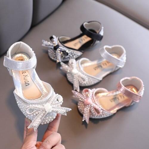 Children Sandals Pearl Rhinestones Girls Sandals Summer 2021 New Performance Dance Shoes Little Girls Casual Shoes Kids Shoes