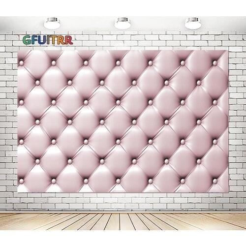 GFUITRR Headboard Backdrop Girls Birthday Wedding Bedroom Backgrounds Light Pink Polyester Vinyl Photo Booth Studios Props