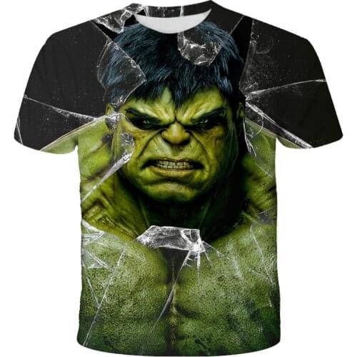 O-neck Marvel Superhero Big Hulk Print Fashion Trend New T-shirt Summer Mens Short Sleeve Casual Wear 2021 Asian Size