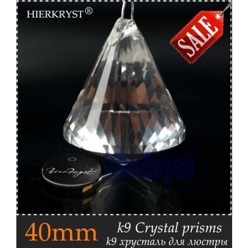 HIERKYST 5 pcs K9 Glass Crystal Prisms Pendants Chandeliers Parts Lustres Rainbow Lamp Lighting Hang Drops 40mm 1.57" #1916-1X