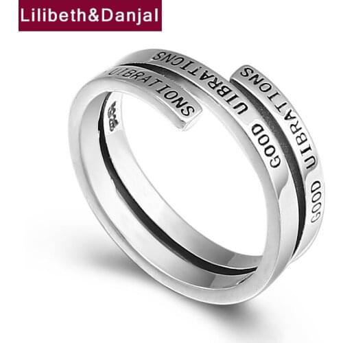 English Alphabet Letter Adjustable Ring Real 925 Sterling Silver Fashion Vintage Fine Jewelry Women Men 2021 Free Shipping R31