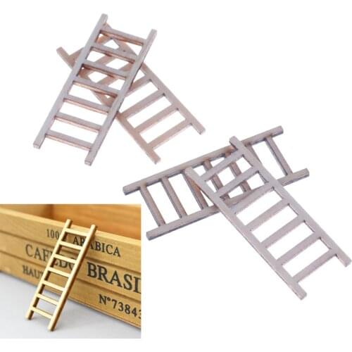 4 PCS New Simulation doll house Miniature Wood Step Ladder Furniture Tools Fairy Garden Decor