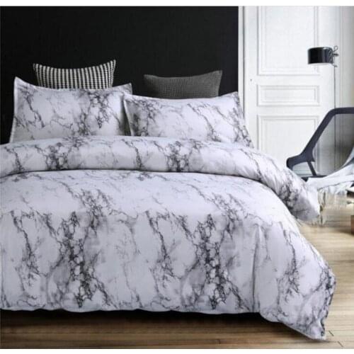 Grey Blue Purple Marble Printed Bedding Set Duvet Cover King Queen Twin Size California King Quilt Cover Comforter Cover 2/3Pcs