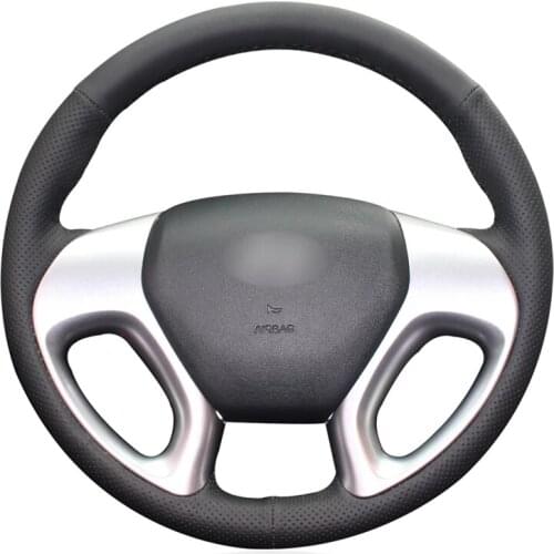 Black Artificial Leather No-slip Car Steering Wheel Cover for Hyundai ix35 2010-2016 Tucson 2 2010 2011 2012 2013 2014 2015