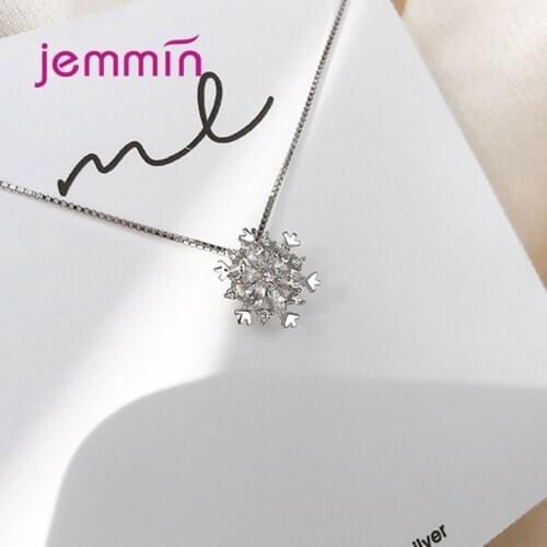 Winter New 925 Sterling Silver Elegant Clear Zircon Rhinestone Snowflake Necklace For Women Wedding Silver 925 Jewelry