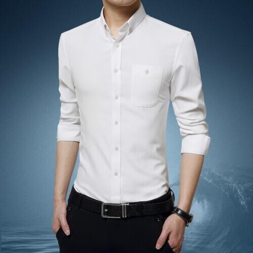 New Arrival Fashion Men Shirts Casual Mens Smart Casual Shirts Autumn Slim Shirt Long-sleeved No Ironing Lapel Collar Tops