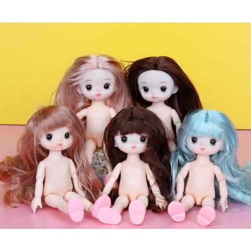OB11 1/12 Moveable Jointed Doll With Girl Nude Female Body Golden Brown Pink Hair Fityle Cute Doll Kawaii Baby Toys For Girl
