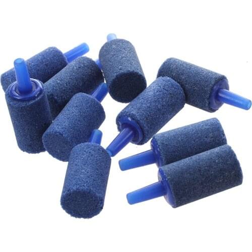 Practical Blue Fish Tank Cylinder Aquarium Bubble Air Stones 15mmx25mm 10 Pcs