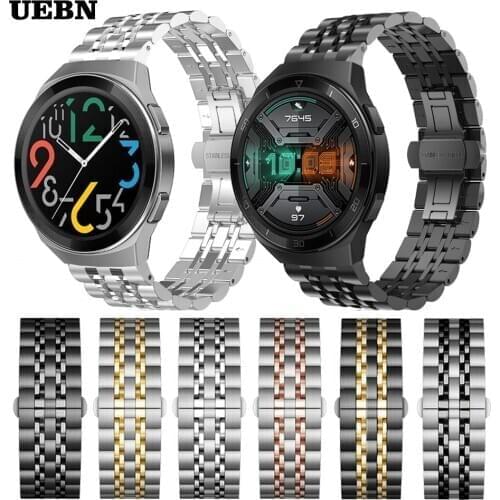 UEBN 22mm Metal Stainless Steel Strap for HUAWEI Watch GT 2e Band GT 2 46mm Bracelet Accessories WatchBands Correa ремешок