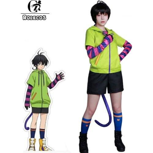 ROLECOS SK8 the Infinity Miya Chinen Anime Cosplay Hooded Zipper Costume Jacket Tail Gloves Party Outfits Suit