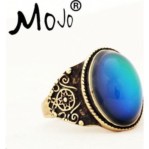Mojo Vintage Bohemia Retro Color Change Mood Ring Emotion Feeling Changeable Ring Temperature Control Ring for Women MJ-RG004