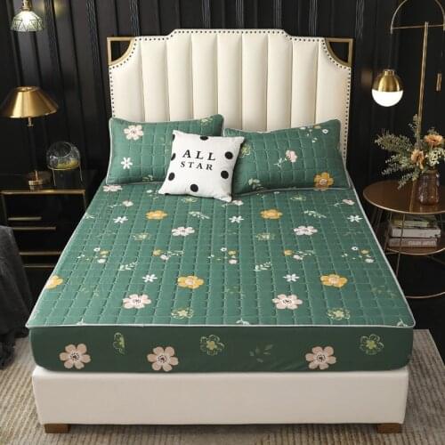 Mattress Protector Quilted Sheets Soft Breathable Mattress Fitted Sheet Thickened Cotton BedCover Home Bedspread King size