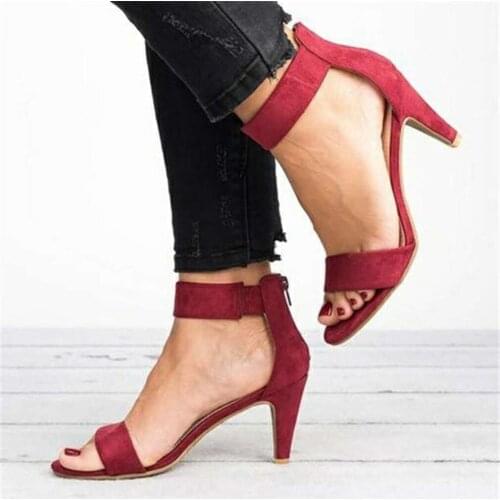 Spring Women Pumps Sandals Thin High Heel Open Toe Zipper Suede Leopard Platform Office Ladies Sandal Shoes Sapato Feminino New