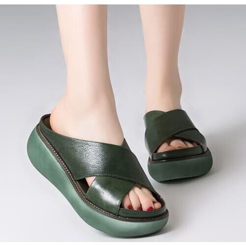 Women Sandals Soft Leather Wedges Shoes Women Summer Sandals Beach Flip Flops New Platform Sandalias Wedge Heels Sandals