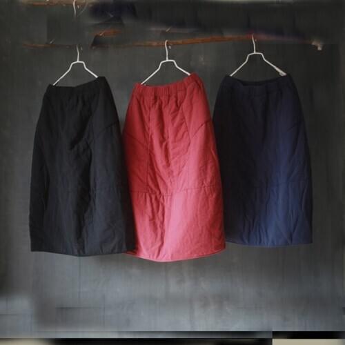 Women Winter Warm Padded Bud Skirts Ladies Loose Casual Winter Elastic Waist Skirts