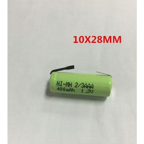 1.2V ni-mh 2/3AAA rechargeable battery 400mah 2/3 AAA nimh cell with soldering tabs pins for DIY LED solar light