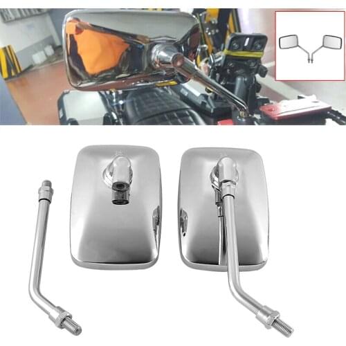 1Pair Universal Rectangle Aluminum Motorcycle Rearview Mirrors 10mm Chrome retrovisormoto Motor Accessories specchietti moto