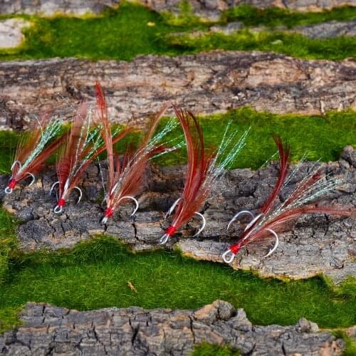 10pcs/lot New Fishing 2#-10# Fishing Hook with Feather Treble Hook Peche Carp Fishing Jig Hooks Fishing Tackle Pesca