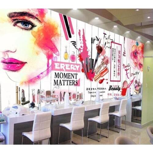 Custom papel de parede 3d wallpaper European and American fashion brick wall cosmetics nail art wall beauty salon shop wallpaper