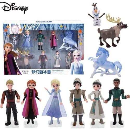 9pcs/set Disney Frozen 2 Elsa Anna Action Figure PVC Model Toys Anime Cartoon Olaf Collection Dolls Kids Toy For Children Gift