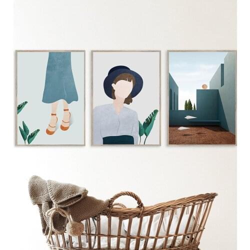 Abstract Girl Nordic Poster Boho Wall Art Nature Canvas Painting Spring Woman Pictures For Living Room Modern Decorative Prints