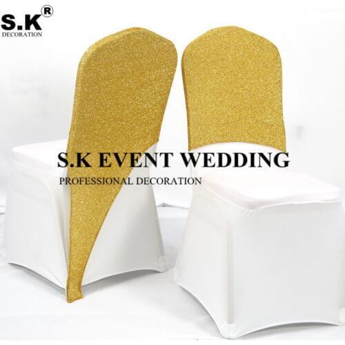 5pcs New Design Glitter Sequin Spandex Chair Cover Cap Hood For Wedding Banquet Event Decoration