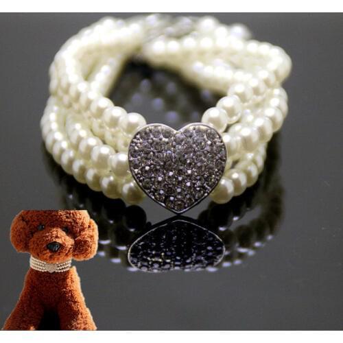 Four rows of pearl masonry roses cats and dogs decorations pet collar pet necklace accessories noble