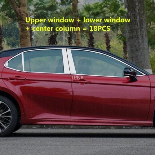 Car Window Center Pillar Decorative Bright Strip for Toyota Camry 2018 8th XV70 Stainless Steel Styling Accessories