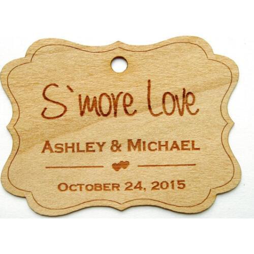 CUSTOM S'More Love Wooden wedding thank you gift favor tags engagement bridal shower party favors invitation inserts labels