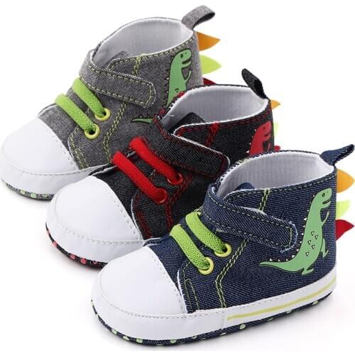 Baby Boys Girls Breathable Letter Shoes Dinosaur Print Anti-Slip Sneakers Soft Soled First Walkers